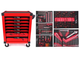 Wózek warsztatowy na narzędzia MECHANIC TROLLEY KEVIN RED 253, 7 szuflad, 253 szt. narzędzi